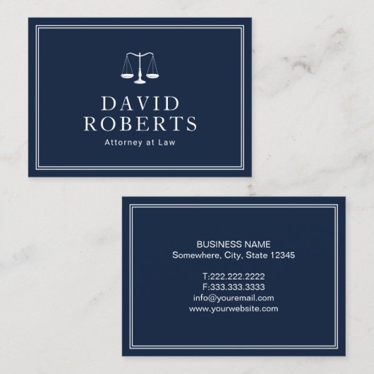 弁護士の上品な濃紺の弁護士の法律事務所 名刺 (正面/裏面)