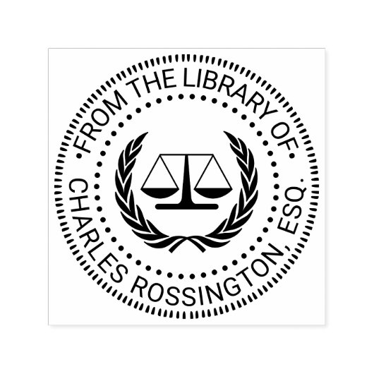 弁護士の天秤 司法のシール #4 図書館の本の名前 セルフインキングスタンプ (デザイン)