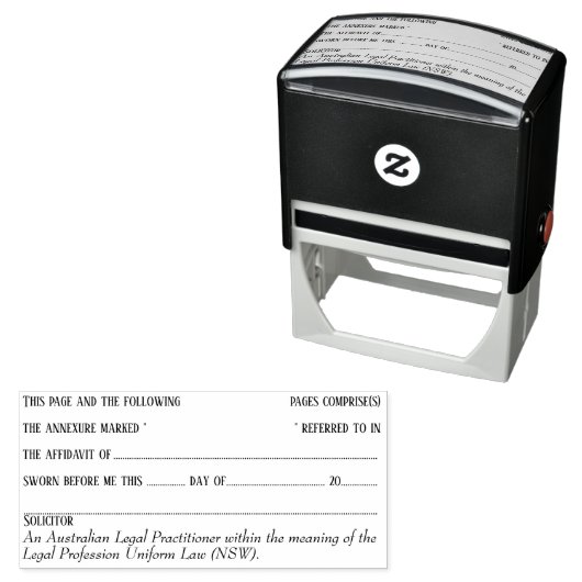 弁護士の宣誓供述書の付属書類ページ番号法律NSW セルフインキングスタンプ (インサイチュ)