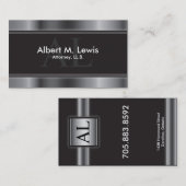 弁護士の弁護士の名刺-銀製のモノグラム 名刺 (正面/裏面)
