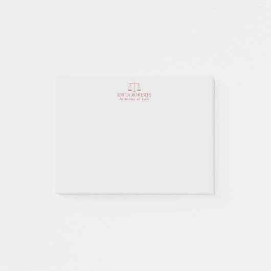 弁護士の弁護士の正義のばら色の金ゴールドのスケール ポストイット (正面)