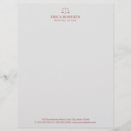 弁護士の弁護士の正義のばら色の金ゴールドのスケール レターヘッド (正面)