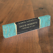 弁護士の弁護士の粋なターコイズの大理石 デスクネームプレート (側面)