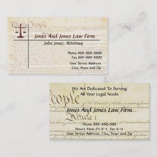 弁護士の弁護士の記号の法的名刺 名刺 (正面/裏面)