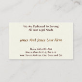 弁護士の弁護士の記号の法的名刺 名刺 (裏面)