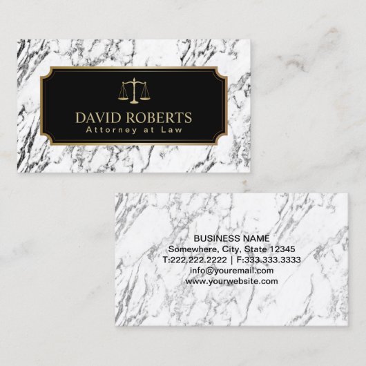 弁護士の弁護士の金ゴールドのスケールのモダンな大理石の質 名刺 (正面/裏面)