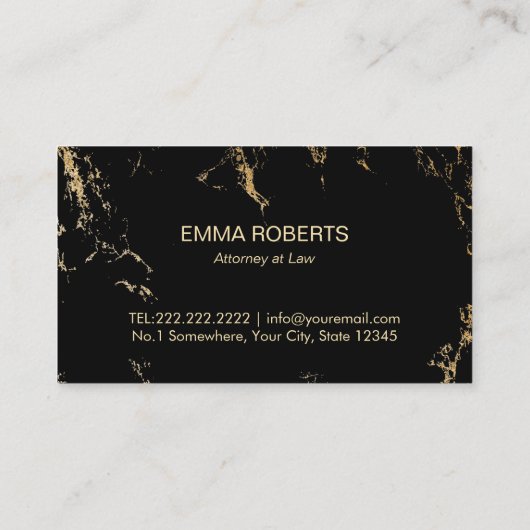 弁護士の弁護士の金ゴールドのスケールのロゴのトレンディーの大理石 名刺 (裏面)