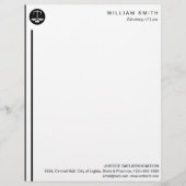 弁護士の弁護士の黒のスケールの正義のシンプル レターヘッド (正面)