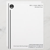 弁護士の弁護士の黒のスケールの正義のシンプル レターヘッド (正面/裏面)