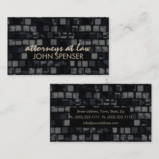 弁護士の正方形パターン暗い名刺 名刺 (正面/裏面)