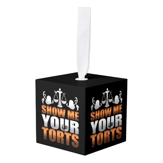 弁護士の法学生パラリーガルを表示 キューブオーナメント (正面アングル)