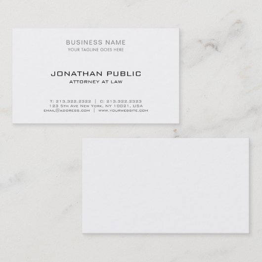 弁護士の法律事務所のモダンでエレガントでシンプルなテンプレート 名刺 (正面/裏面)