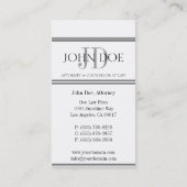 弁護士の白い銀は縞で飾ります 名刺 (裏面)