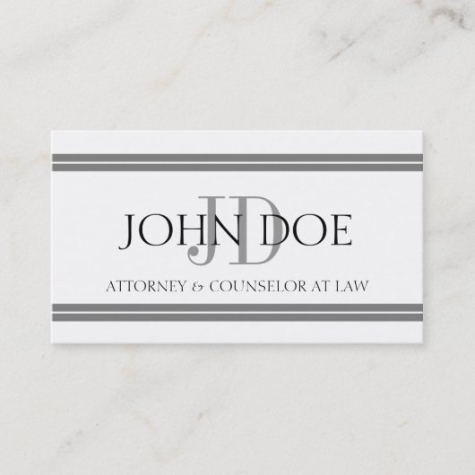 弁護士の白い銀は縞で飾ります 名刺 (正面)