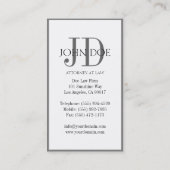 弁護士の白かグラファイトのモノグラムまたはボーダー 名刺 (裏面)