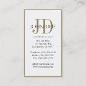 弁護士の白か金ゴールドのモノグラムまたはボーダー 名刺 (裏面)