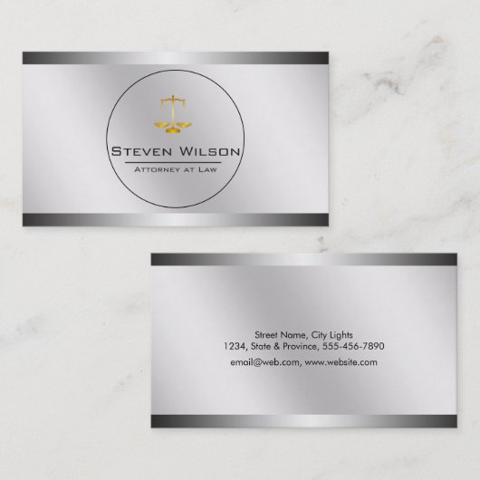 弁護士の白く黒い金ゴールドの法的スケール 名刺 (正面/裏面)