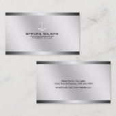 弁護士の白く、銀製の鋼鉄法的スケール 名刺 (正面/裏面)