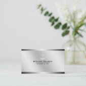 弁護士の白く、銀製の鋼鉄法的スケール 名刺 (スタンド正面)