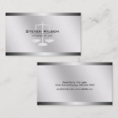 弁護士の白く、銀製の鋼鉄法的スケール 名刺 (正面/裏面)