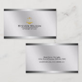 弁護士の白く、銀製の鋼鉄法的スケール 名刺 (正面/裏面)