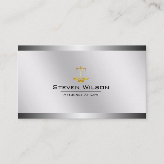 弁護士の白く、銀製の鋼鉄法的スケール 名刺 (正面)