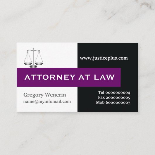 弁護士の規模パープル、ブラック 名刺 (正面)