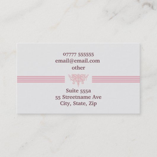 弁護士の贅沢のストライプな、ピンクの正義の紋章 名刺 (裏面)