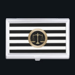弁護士の金ゴールドのスケールのモダンのストライプな弁護士 名刺入れ<br><div class="desc">弁護士の金ゴールドのスケールのモダンストライプな弁護士の名刺入れ。</div>