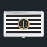 弁護士の金ゴールドのスケールのモダンのストライプな弁護士 名刺入れ<br><div class="desc">弁護士の金ゴールドのスケールのモダンストライプな弁護士の名刺入れ。</div>