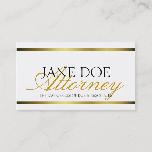 弁護士の金ゴールドの金属原稿 名刺 (正面)