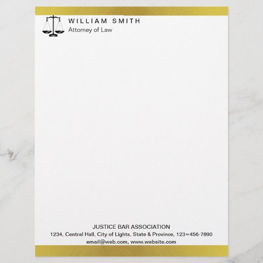 弁護士の金メダル付きの法の天秤 レターヘッド (正面)