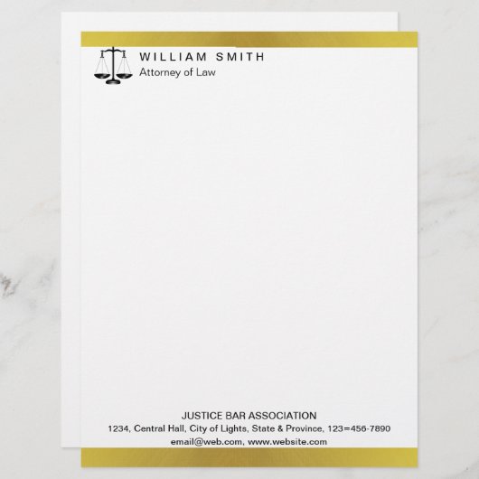 弁護士の金メダル付きの法の天秤 レターヘッド (正面/裏面)