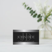 弁護士の銀製の金属の金属ボーダー 名刺 (スタンド正面)