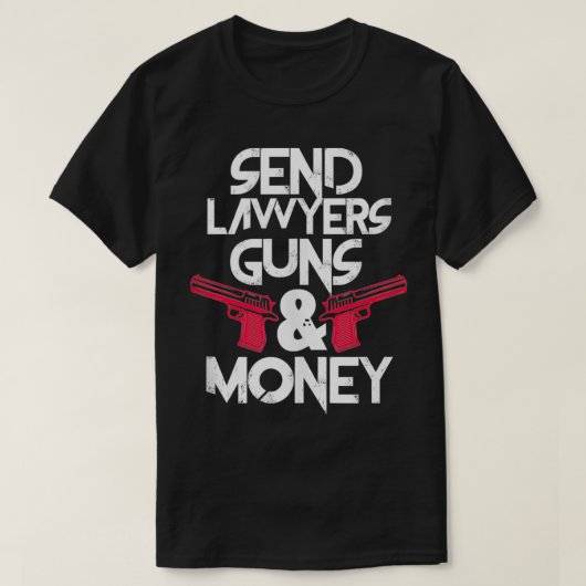 弁護士の銃と金の弁護士おもしろい弁護士の送信 Tシャツ (デザイン正面)