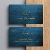 弁護士の高級エレガント金ゴールドブルーレザーの外観 名刺