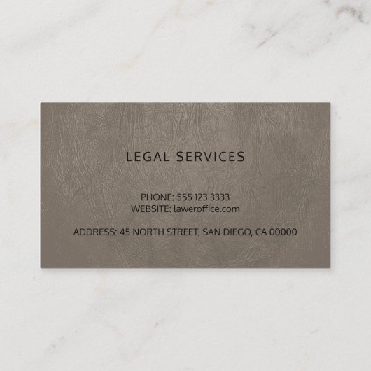 弁護士の高級ブラックスケールタウペググレーレザールック 名刺 (裏面)
