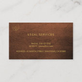 弁護士の高級金ゴールド錆びた茶色の革の外観 名刺 (裏面)