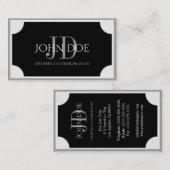 弁護士の黒いプラクか銀のボーダー 名刺 (正面/裏面)
