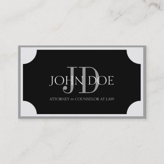 弁護士の黒いプラクか銀のボーダー 名刺 (正面)