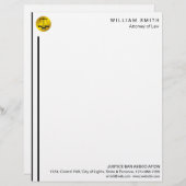 弁護士の黒い金ゴールドのスケール弁護士の正義 レターヘッド (正面/裏面)