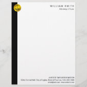 弁護士の黒い金ゴールドのスケール弁護士の正義 レターヘッド (正面)