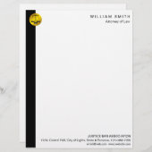 弁護士の黒い金ゴールドのスケール弁護士の正義 レターヘッド (正面/裏面)