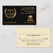 弁護士の黒および金ゴールドのアポイントメント 名刺 (正面/裏面)