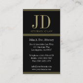 弁護士の黒か金ゴールドは縞で飾ります 名刺 (裏面)