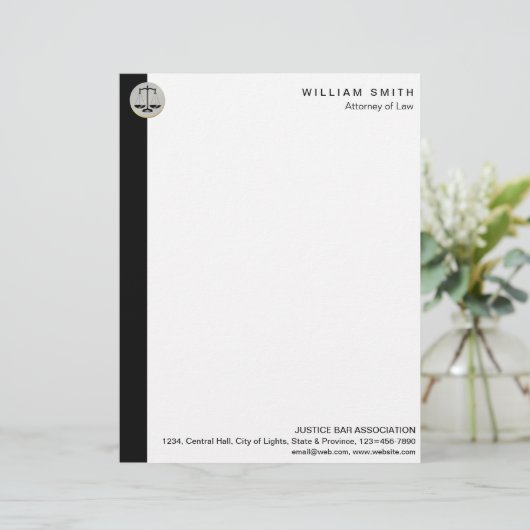 弁護士の黒のスケール弁護士の正義 レターヘッド (スタンド正面)