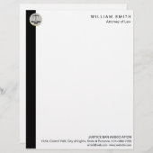 弁護士の黒のスケール弁護士の正義 レターヘッド (正面/裏面)