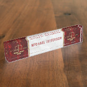 弁護士の-赤く及び白い大理石 デスクネームプレート (側面)