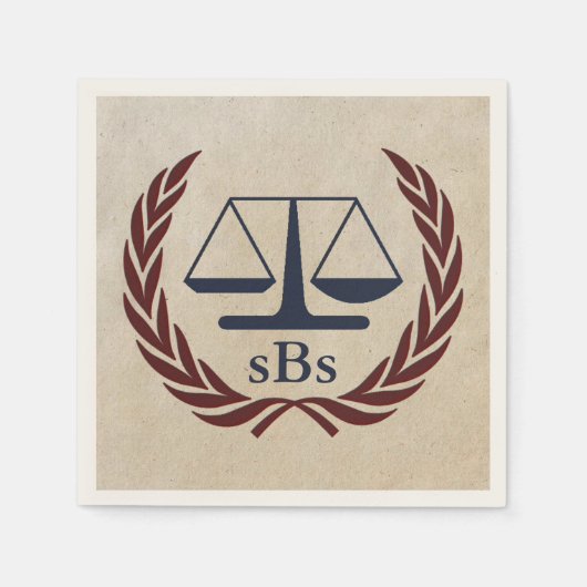 弁護士はかりで測の授パーソナライズされた与品の スタンダードカクテルナプキン (正面)