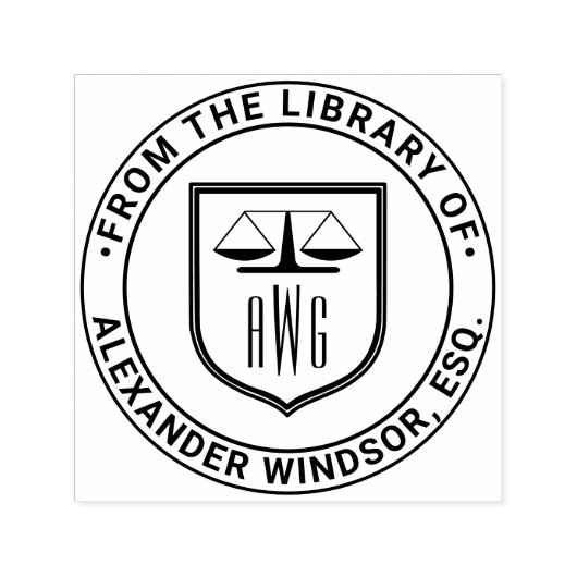 弁護士はかりで測法#3NS法律シールド図書室 セルフインキングスタンプ (デザイン)